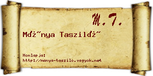 Mánya Tasziló névjegykártya